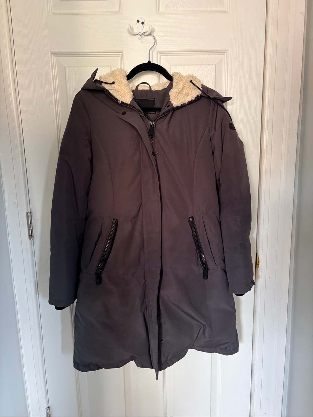 Sam Edelman Dark Gray Puffer Parka with Sherpa Trim